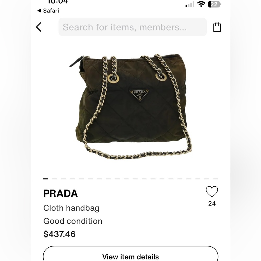 Prada Vintage Cloth Handbag; Brown - Picture 12 of 13